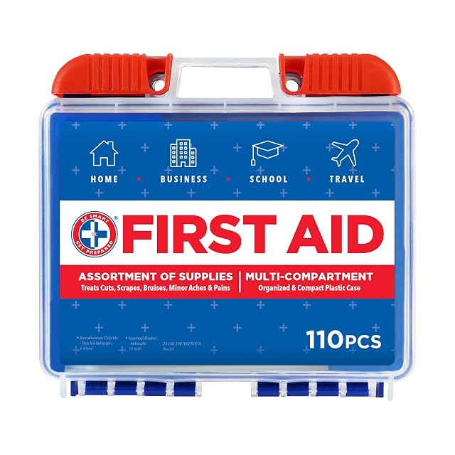Be Smart Get Prepared 110 pc First Aid Kit Clean Treat Protect Minor Cuts Home Office Car School