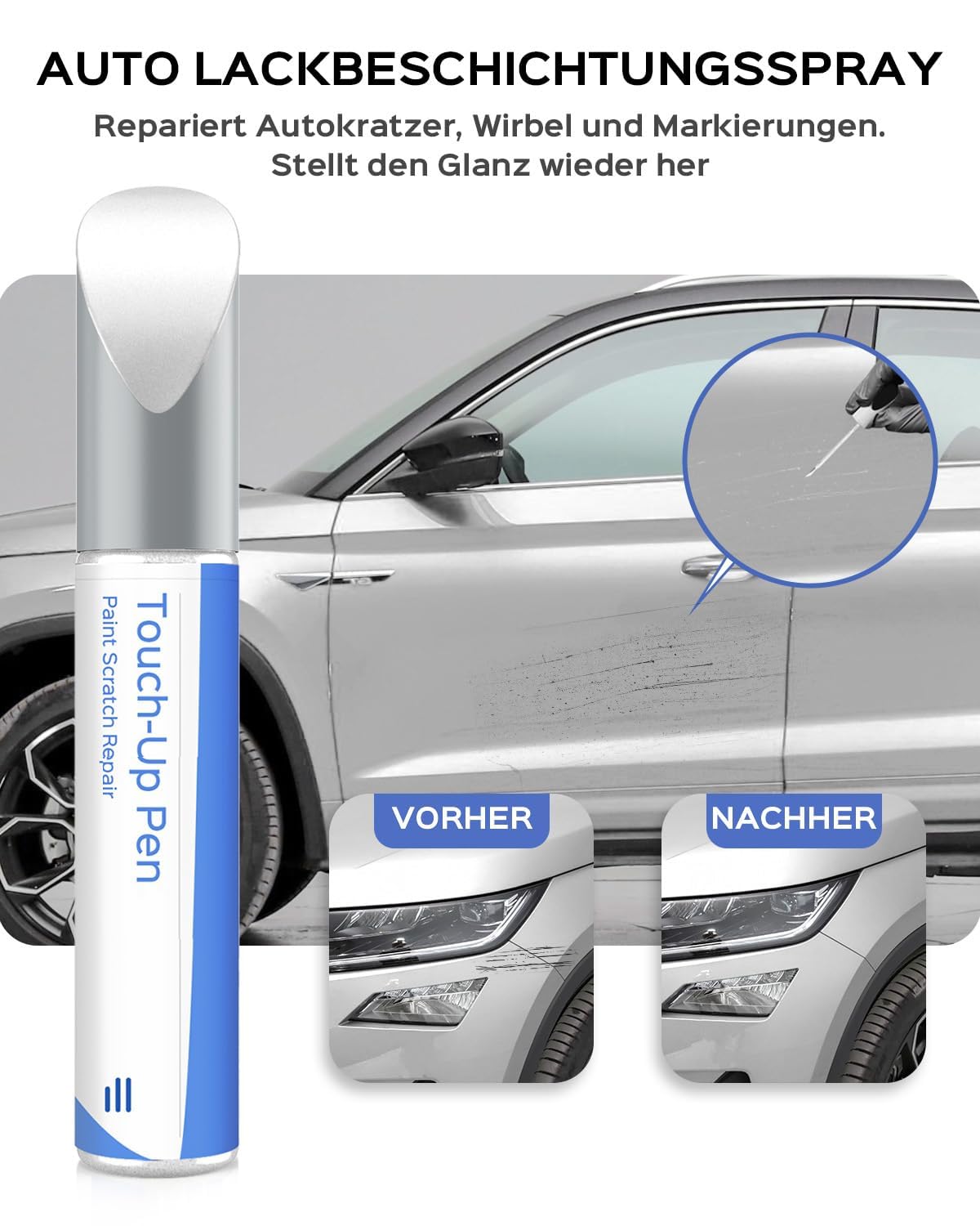 Lápiz de retoque blanco Candy 9P9P/ F9E compatible con Skoda Exact Match para chips y arañazos — view 2