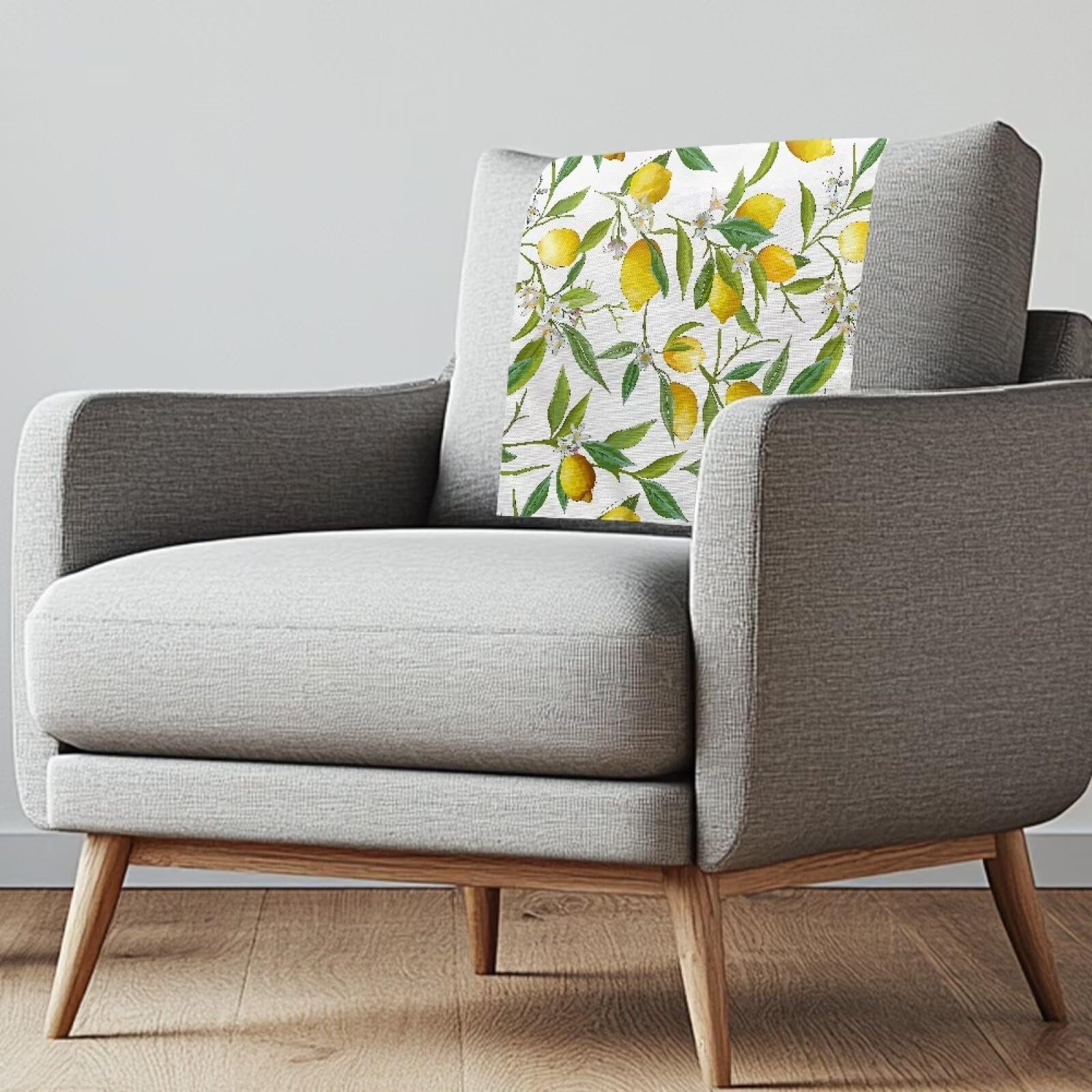 Cute Lemon Sofa Headrest Covers Couch Fabric Sofa Headrest Slipcovers Pet Anti Scratch Furniture Protector Recliner Headrest Cover for Living Room Loveseats