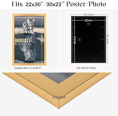 Vista 587 de Marco gris rústico de 18 x 24 pulgadas, marco para póster de 18 x 24 pulgadas, color gris envejecido, grande, retro, natural, 24 x 18 pulgadas