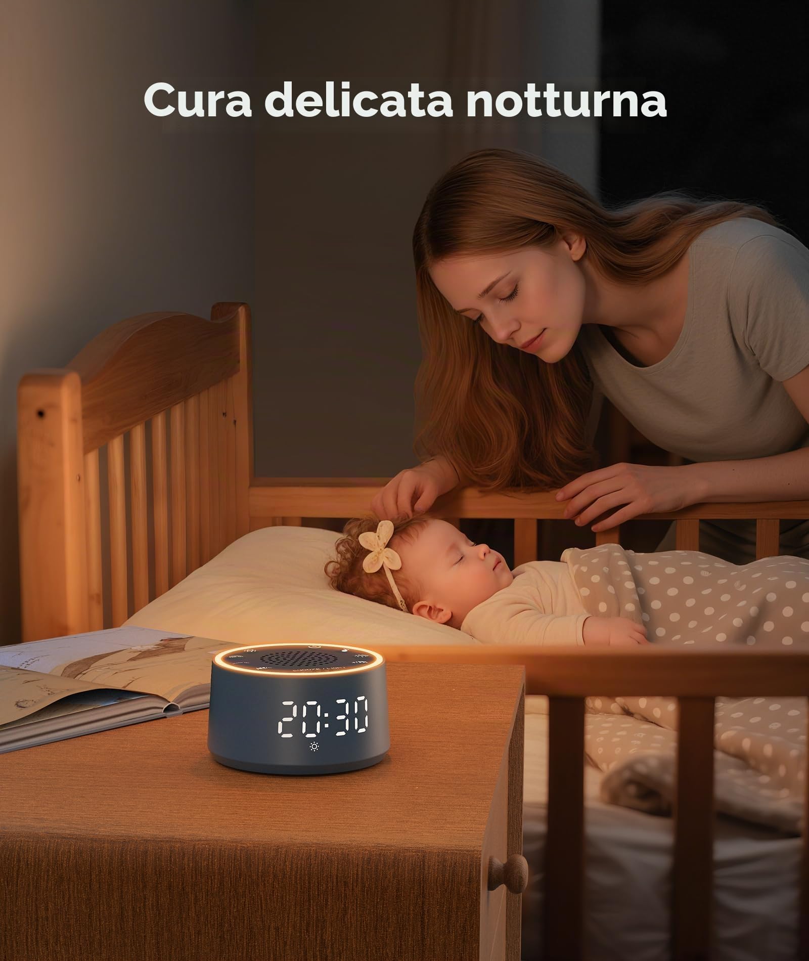Dreamegg White Noise Machine - D1 Nova Sound Machine Pour Bébés Et Adultes, 25 Sons Apaisants, 10 Veilleuses, Écran À Intensité Réglable, Réveil Sans Téléphone Pour Chambres À Coucher, Blanche