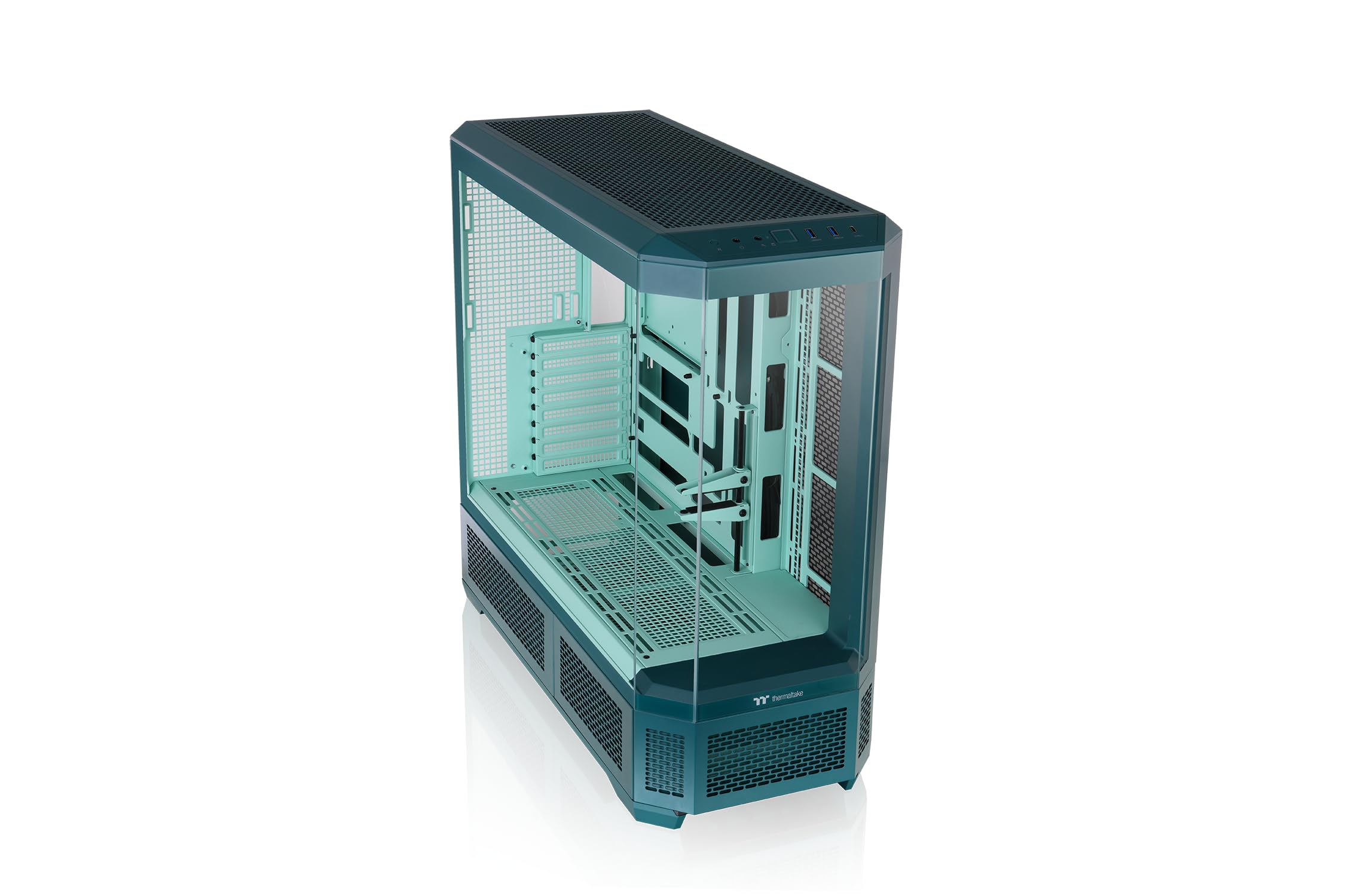 Thermaltake View 600 TG | Obudowa typu full tower E-ATX | Konstrukcja panoramiczna z 4 panelami ze szkła hartowanego | Kolor niebiesko-zielony (teal)