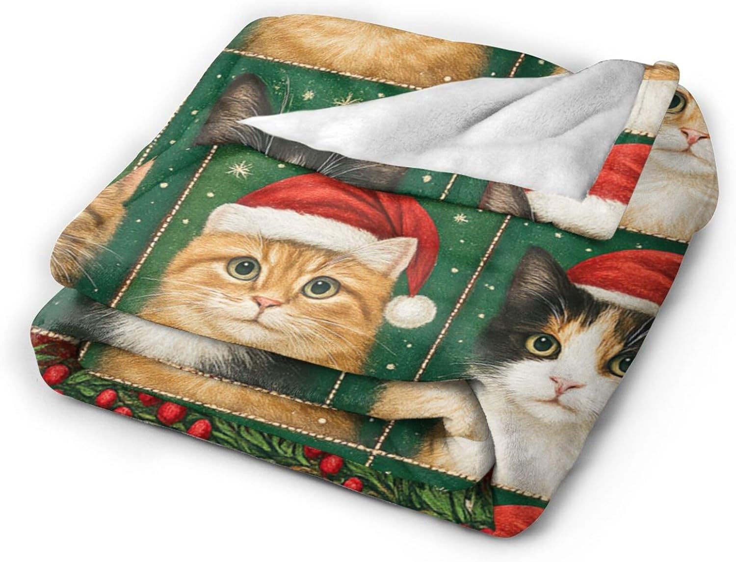 Christmas Cat Blanket Christmas Cat Gifts for Women Girls Cute Christmas Cats Throw Blanket Soft Flannel Cozy Fleece Fuzzy Plush Warm Bedding Stuff for Kids Adults 40 x 50 Inch - Image 6