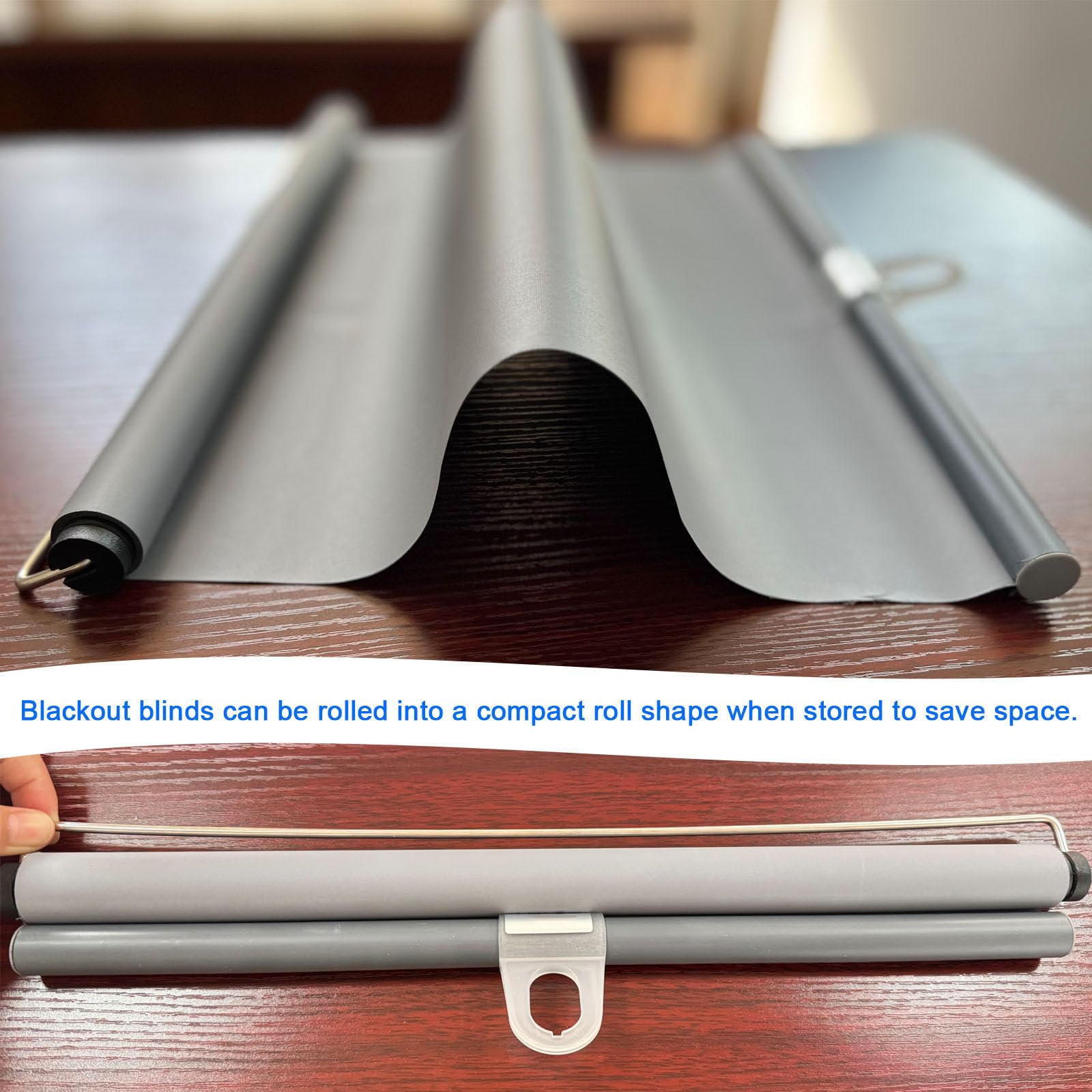 Tende a Rullo Termoisolanti Senza Forare,Tende Oscuranti,Tende Avvolgibili Retrattili Automatiche,Tende Temporanee per Porte E Finestre,con Gancio Trasparente,Grey-72x150cm(28.3x59in)