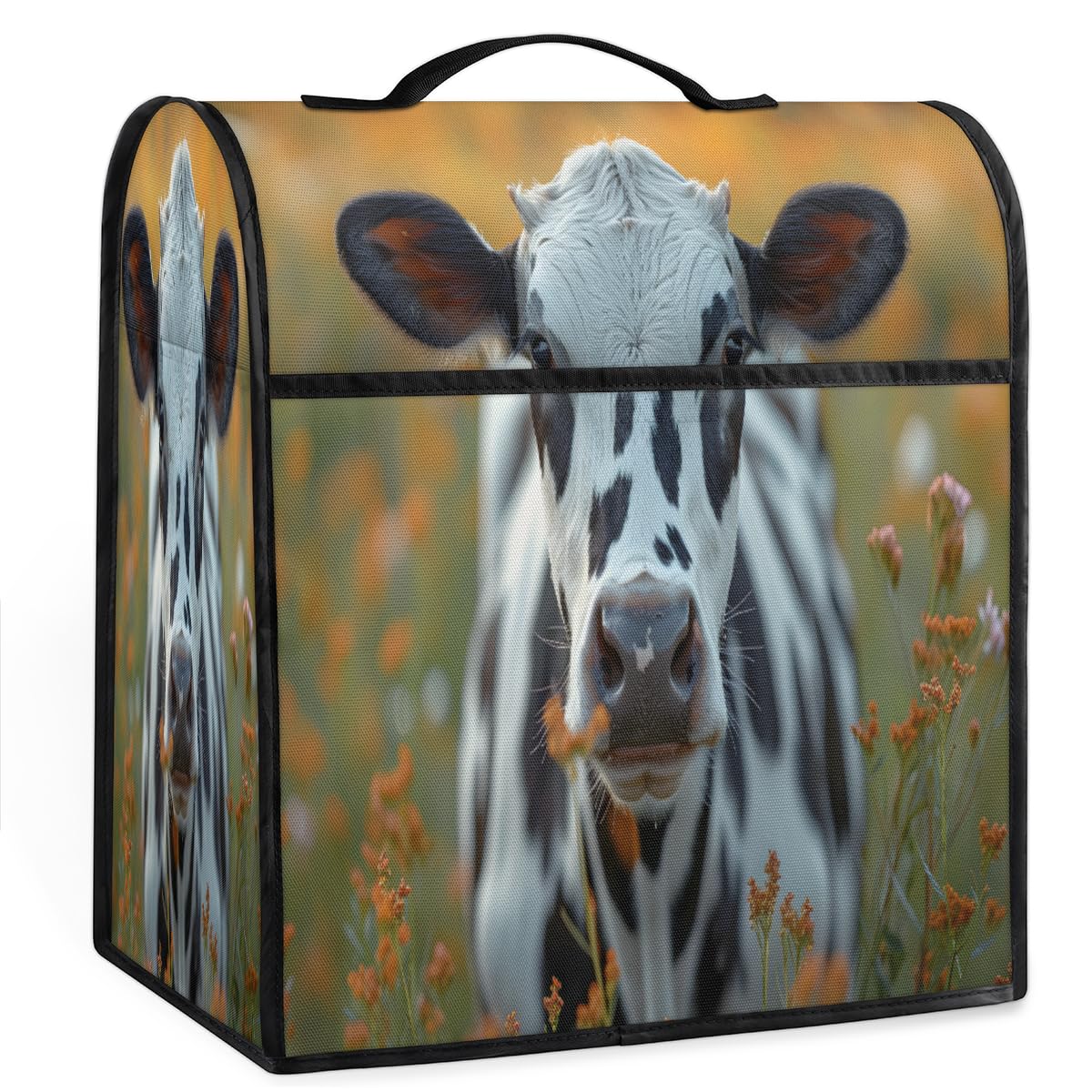 Coffee Maker Cover Cow Pattern Kitchen Appliance Covers Small Appliance Covers Blender Cover Juicer Cover Dust Covers for Kitchen Appliances with Top Handle and Pockets,Washable,C938