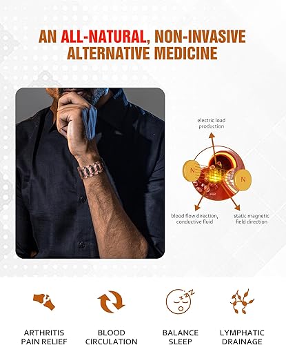 Miniatura 2 de Jecanori Pulseras de cobre de 3 veces más fuerza para hombres, pulseras magnéticas para hombres con 3800 imanes Gauss, cierre plegable de alta