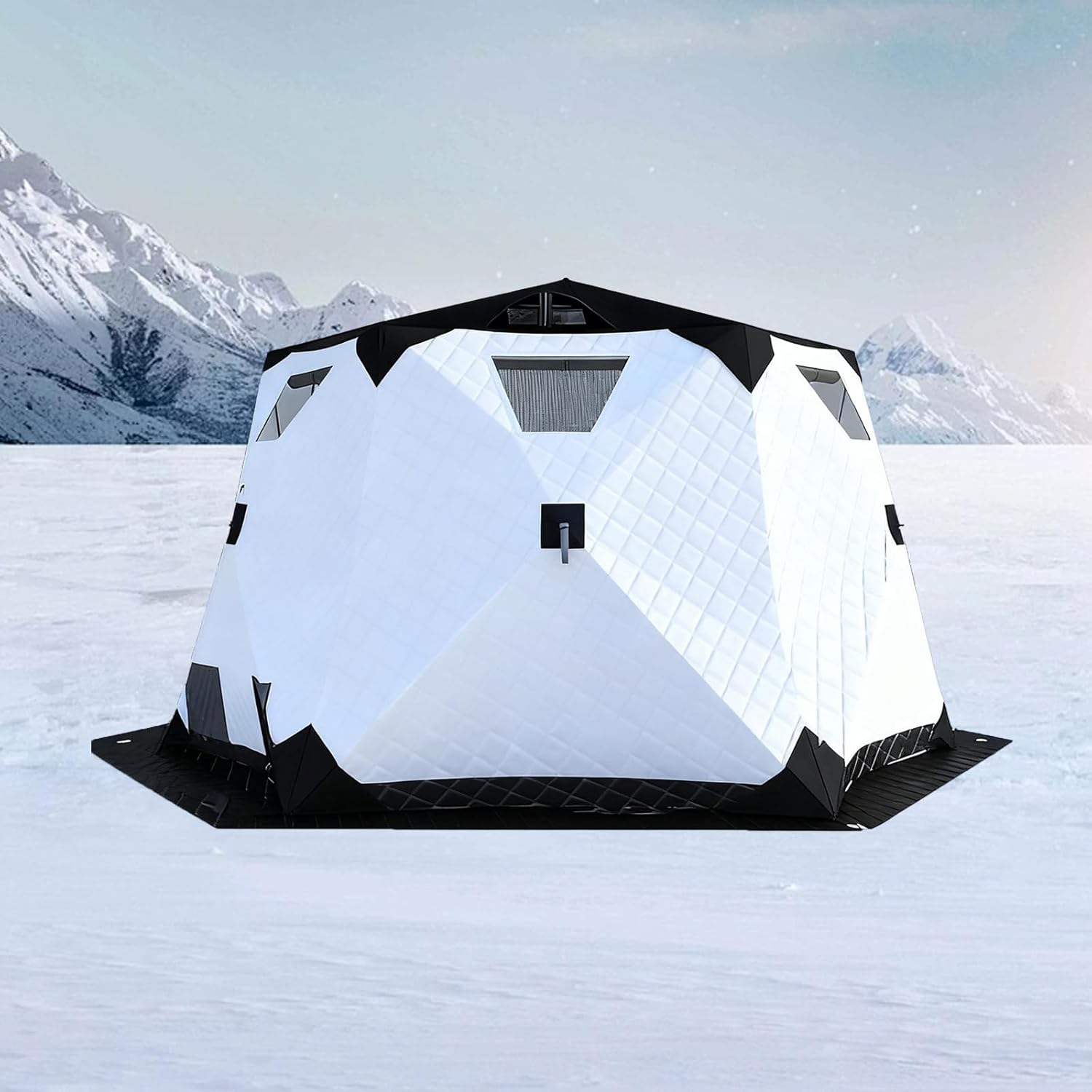 Portable Ice Fishing Tent for 3-5 People with Stove Jack, 420D Waterproof Fabric, Insulated Ice Fishing Shelter, Winter Fishing Gear, 260x260x170cm, Durable & Easy Setup