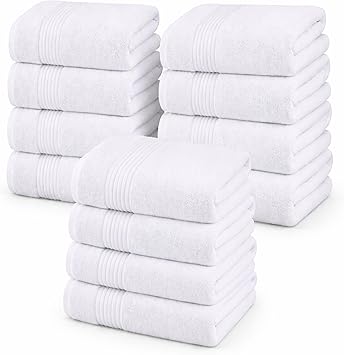 Utopia Towels Luxurious Bath Towels Set, 27 x 54 Inches 100% Ring Spun Cotton, 12 Pack White