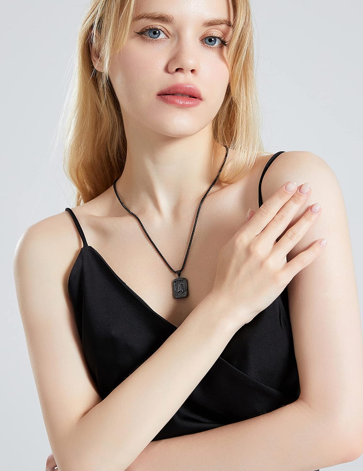 Initial Letter Pendant Necklace for Men Women Sterling Silver/Gold Plated Box Chain Necklace 20 Inches Initial Necklaces for Men - Image 3