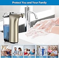 Vista 7 de Dispensador Automático de Jabón, Dispensador de Jabón para Platos Sin Contacto 17oz/500ml con Sensor Infrarrojo Mejorado, 5 Niveles Ajustables