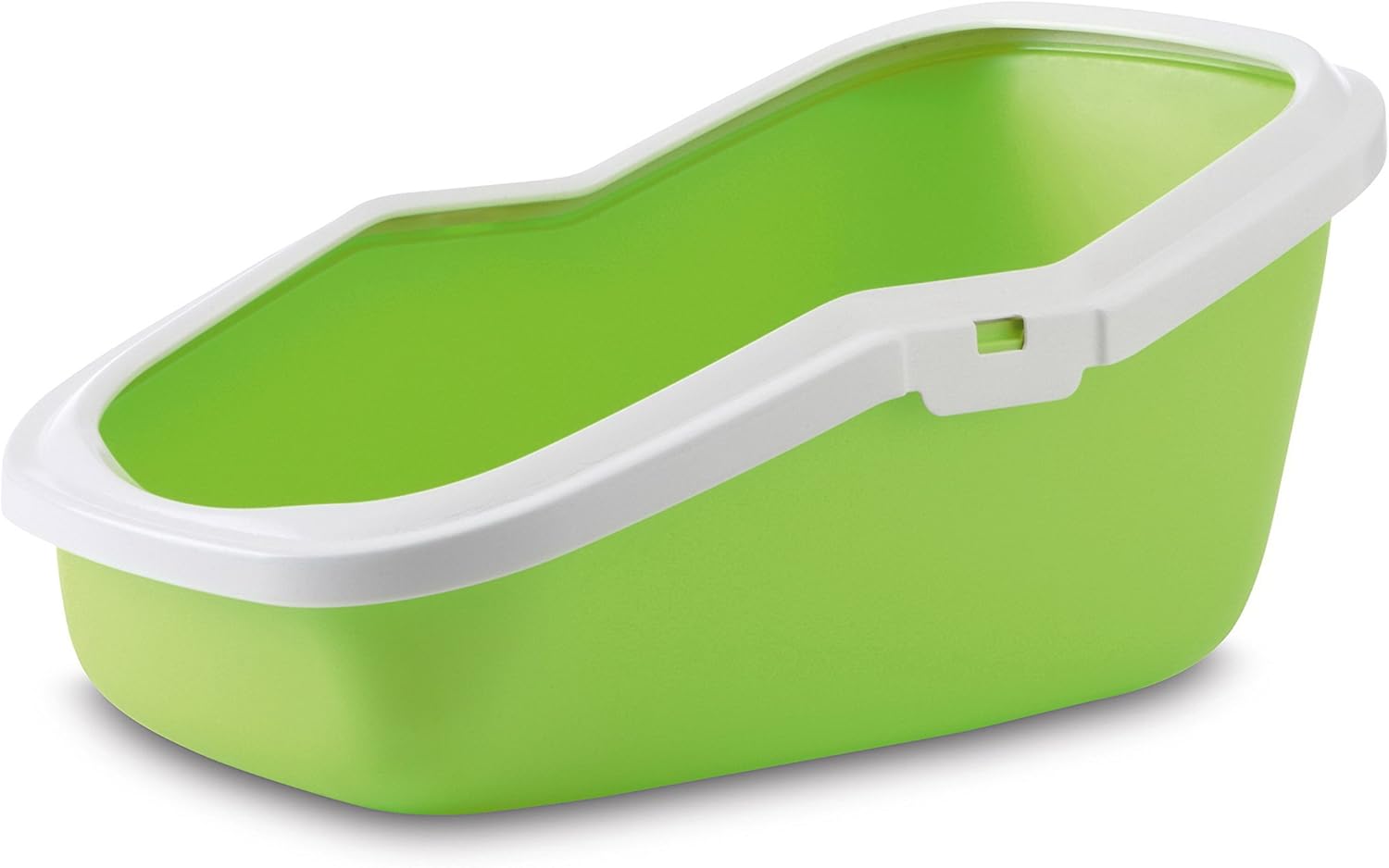 Nobby Aseo Cat Litter Tray with Rim, White/Lime Green