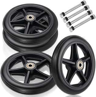 SHENLIU 4 Pack Wheel Replacement with 4 Axles, 6 Inch Heavy-Duty Anti-Slip Solid Caster Roller Wheels for Walkers Wheelchair Front Wheel Walker Caster for Wheelchairs Rollators Walkers
