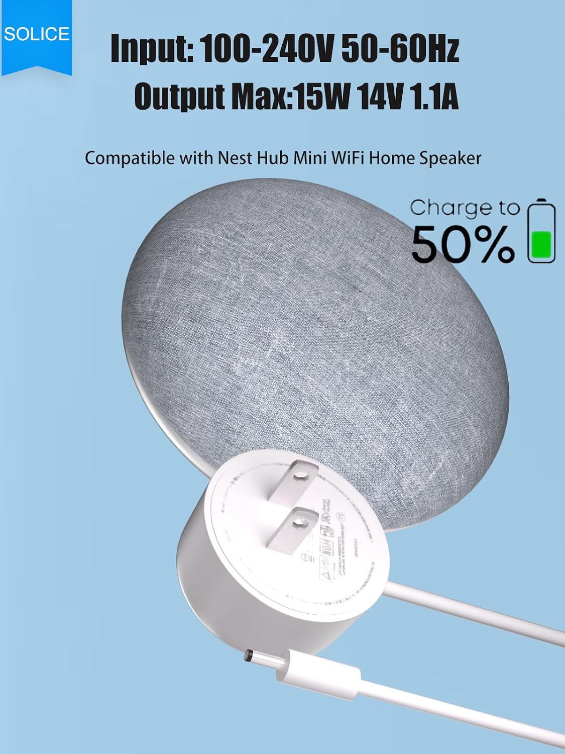 15W AC Adapter Compatible for Nest Hub Mini WiFi Home Speaker Charger Nest WiFi AC2200 Router 2nd Gen, Compatible with Google Hub Devices 1st 2nd Gen Router Points Power Adapter