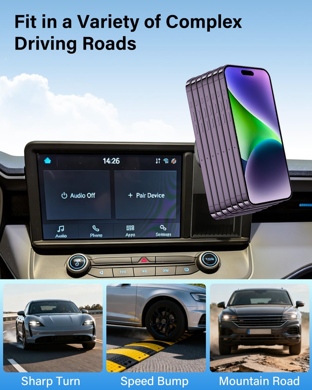PZK Car Phone Holder for Ford Maverick 2022 2023 2024 Accessories Compatible with Magsafe Car Phone Mount with Cubby Insert Stroage Box Trunk Dash Mount Hands Free 360° Rotation