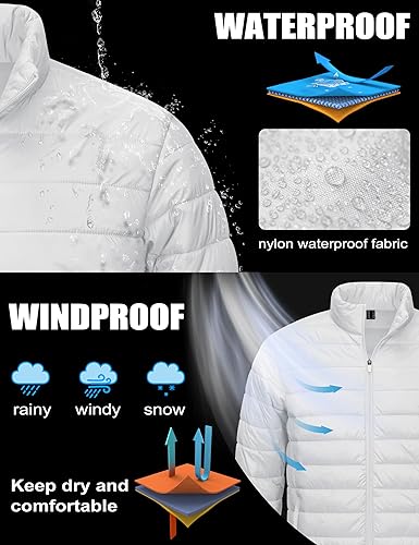 Miniatura 4 de MAGCOMSEN Chaqueta acolchada para hombre, abrigo de invierno ligero y cálido, repelente al agua, chaqueta aislante a prueba de viento