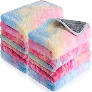 Tudomro 8 Pcs Guinea Pig Bedding Cage Liners Bulk Blankets Small Animal Flannel Throw Bedding Waterproof Absorbent Reusable Pet Pee Sleep Mat Pad Cover for Hamster Ferret(Tie Dye,16 x 24 Inch)