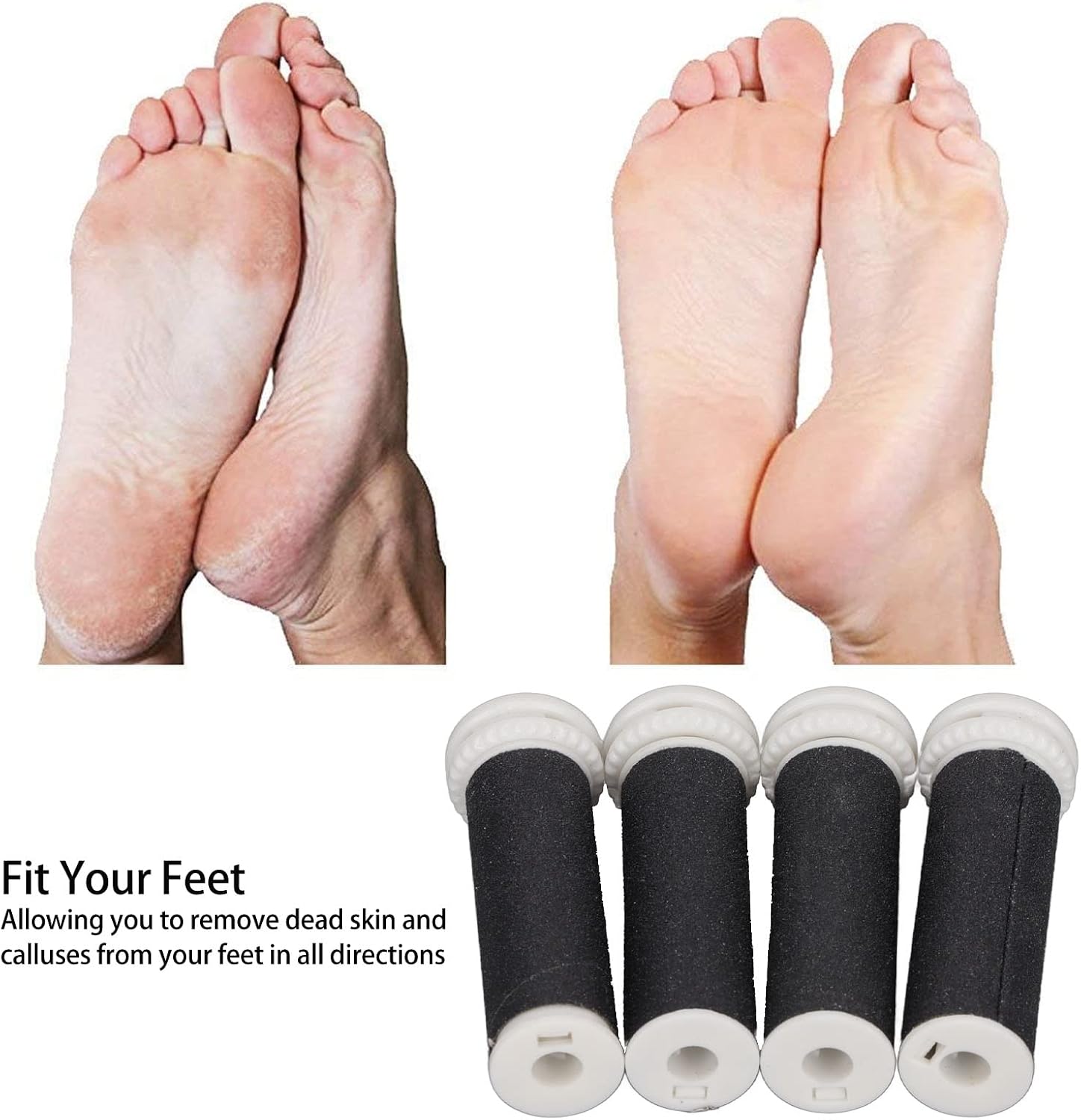 Yosoo Health Gear 4pcs Refill Rollers for Callus Remover, Electric Foot File Grinder Replacement Head Grinding Tool for Feet Pedicure