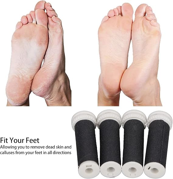 Yosoo Health Gear 4pcs Refill Rollers for Callus Remover, Electric Foot File Grinder Replacement Head Grinding Tool for Feet Pedicure