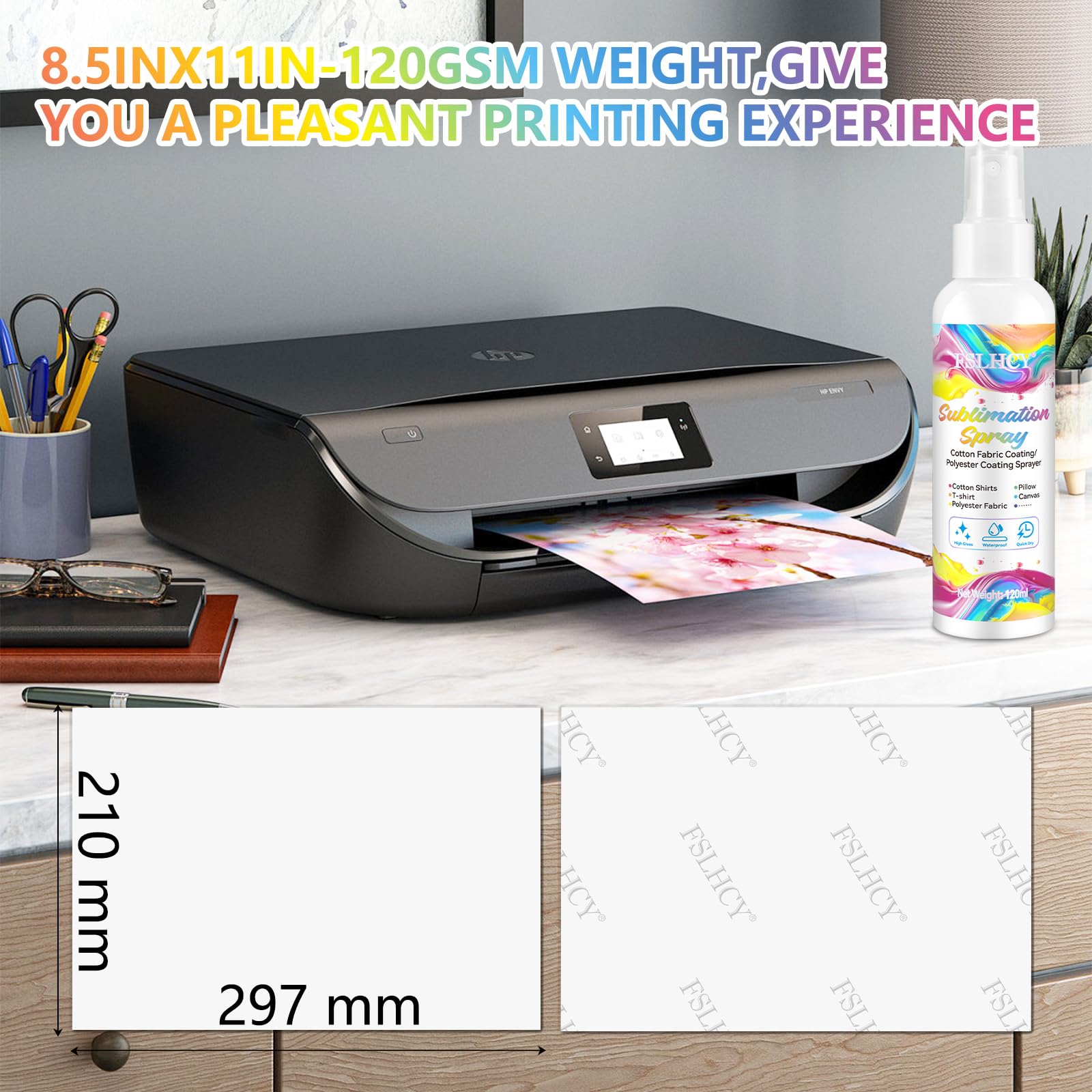 Papier de sublimation A4, 210x297 mm, 100 feuilles, 120 g/m², pour Mug, T-shirts, Textile, Tasses Compatible avec les Imprimantes à sublimation à jet d'encre