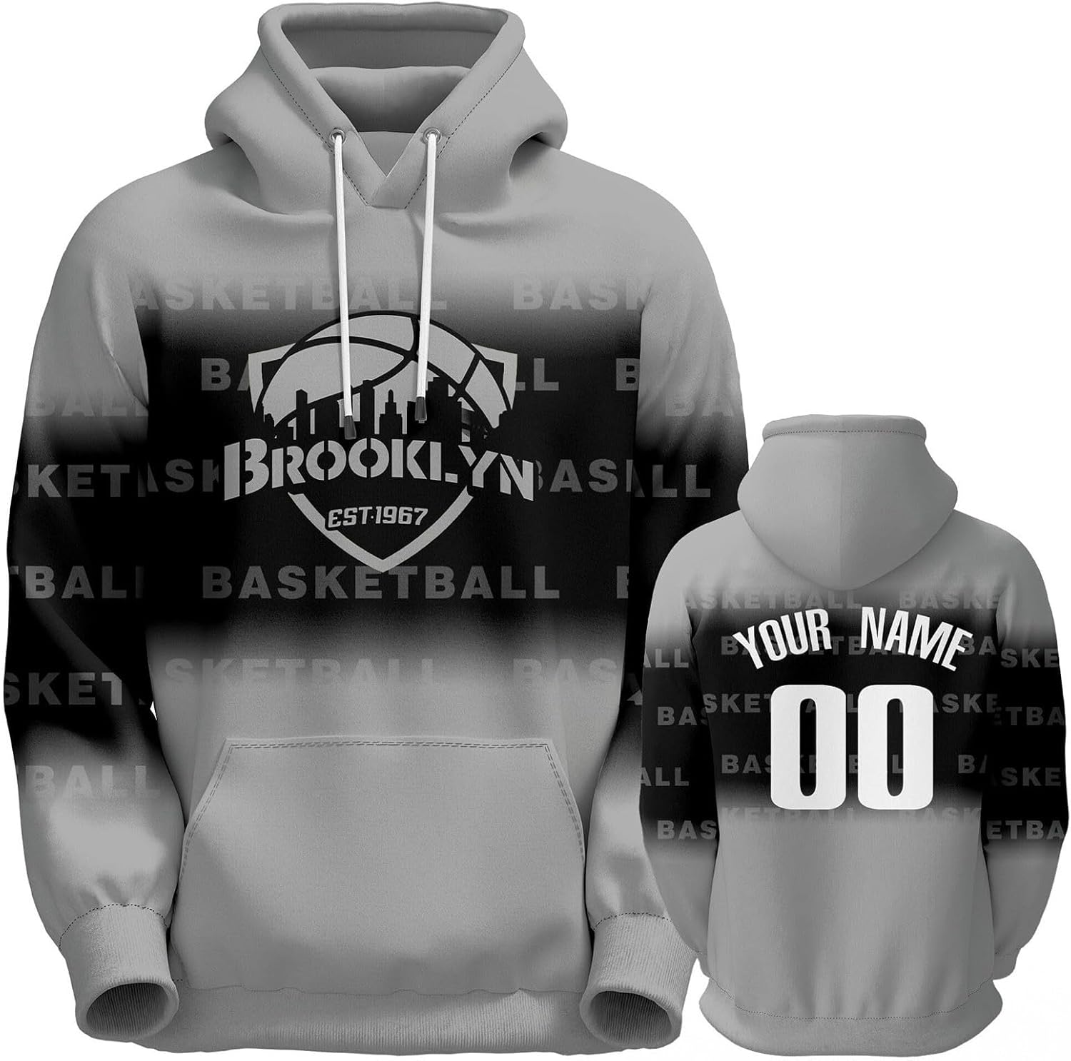Custom Basketball Hoodie for Basketball Fans Apparel Personalized Name Number Hooded Sweatshirt Team Fan Gift