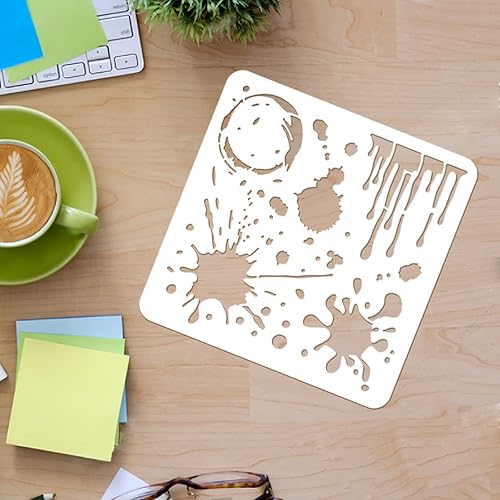 Miniatura 3 de FINGERINSPIRE Splatters - Plantillas decorativas de 11.8 x 11.8 pulgadas, plantillas cuadradas reutilizables para pintar en madera, piso, pared y