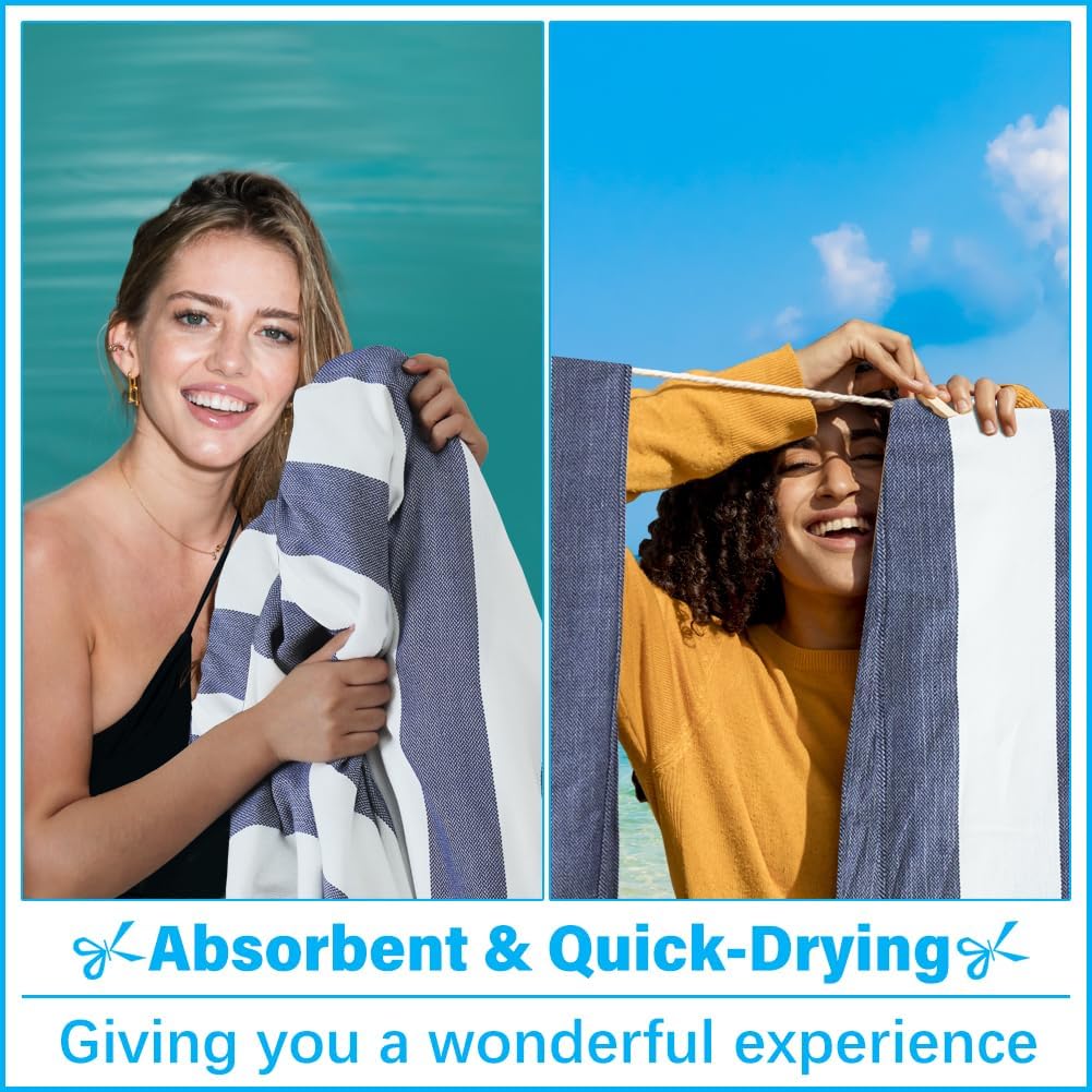 Vikumond Oversized Turkish Beach Towel Blanket XXL Cotton Sandproof Towels Boho Woven Extra Large Big Sand Free Giant Throw Blankets Huge Quilt XL Picnic Camping Necessities Cloud for Adult Gifts