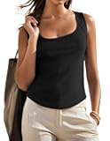 Women's Ribbed Square Neck Sleeveless Tank Tops