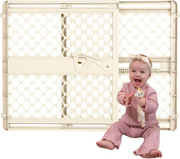 Toddleroo by North States - Supergate Ergo Baby Gate: Plastic Baby Gate for Stairs & Doorways - Adjustable Indoor Safety Gate - Made in USA - 26 to 42 Inches Wide - 26 Inches Tall - Ivory