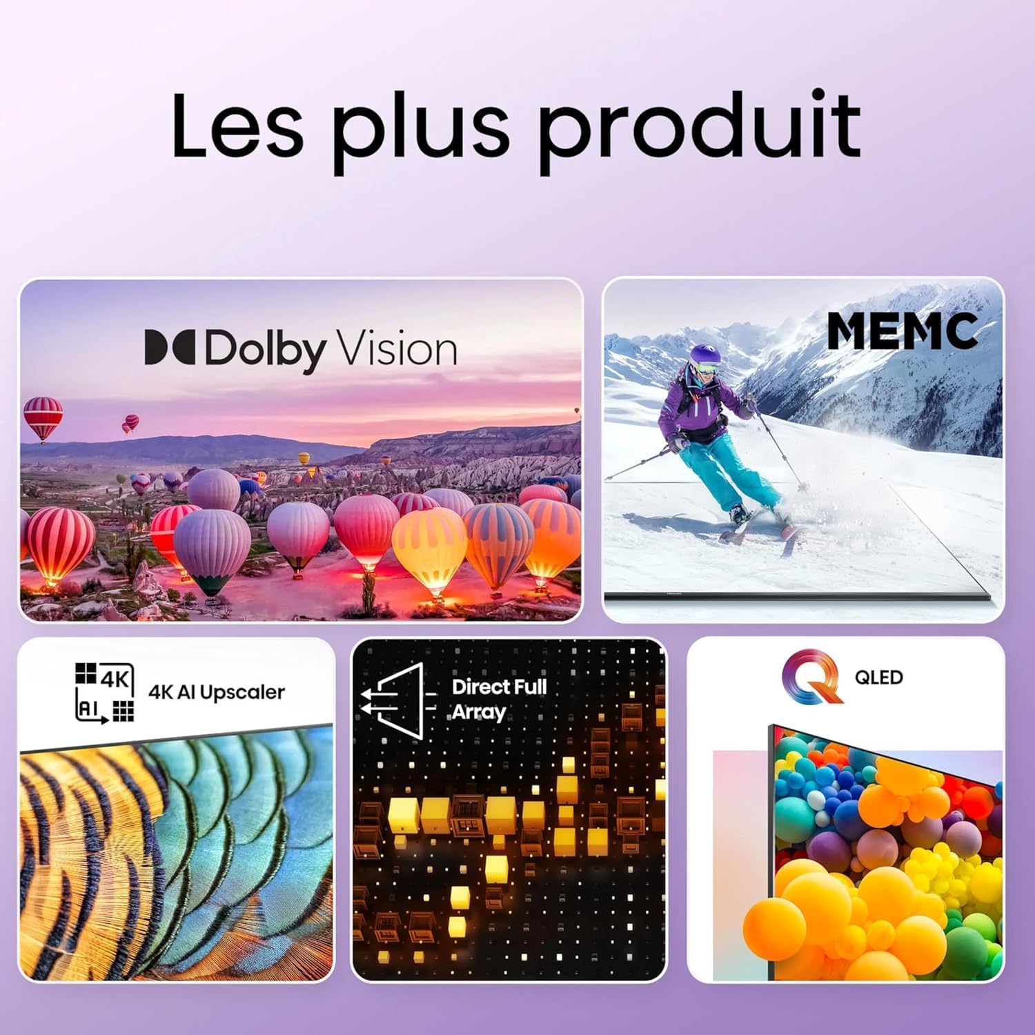 Hisense Smart TV 55 Pouces 55E7NQ QLED 4K UHD Téléviseur, Dolby Vision Atmos, Mode Sport IA MEMC, HDR, VIDAA avec Youtube, Netflix, Disney+, Canal +, Commande vocale Alexa