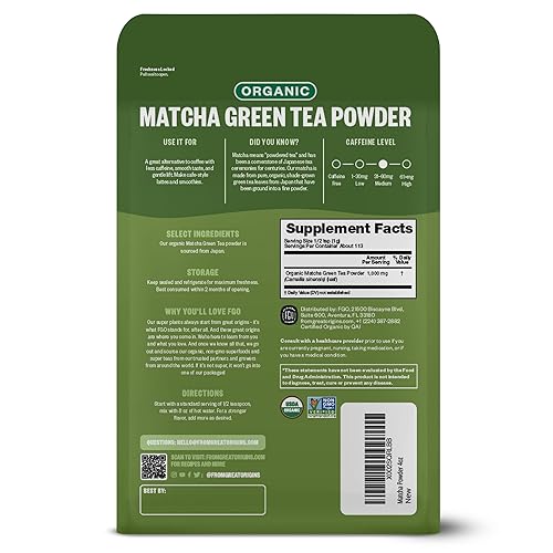 Miniatura 3 de FGO - Polvo de té verde Matcha orgánico para bocadillos horneados cafés y licuados de frutas grado culinario japonés 4oz