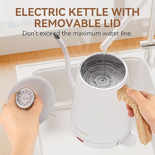 Miniatura 8 de Nueve&Five Hervidor eléctrico de cuello de cisne con termómetro, hervidor de té eléctrico de 1 litro con apagado automático, hervidor de agua