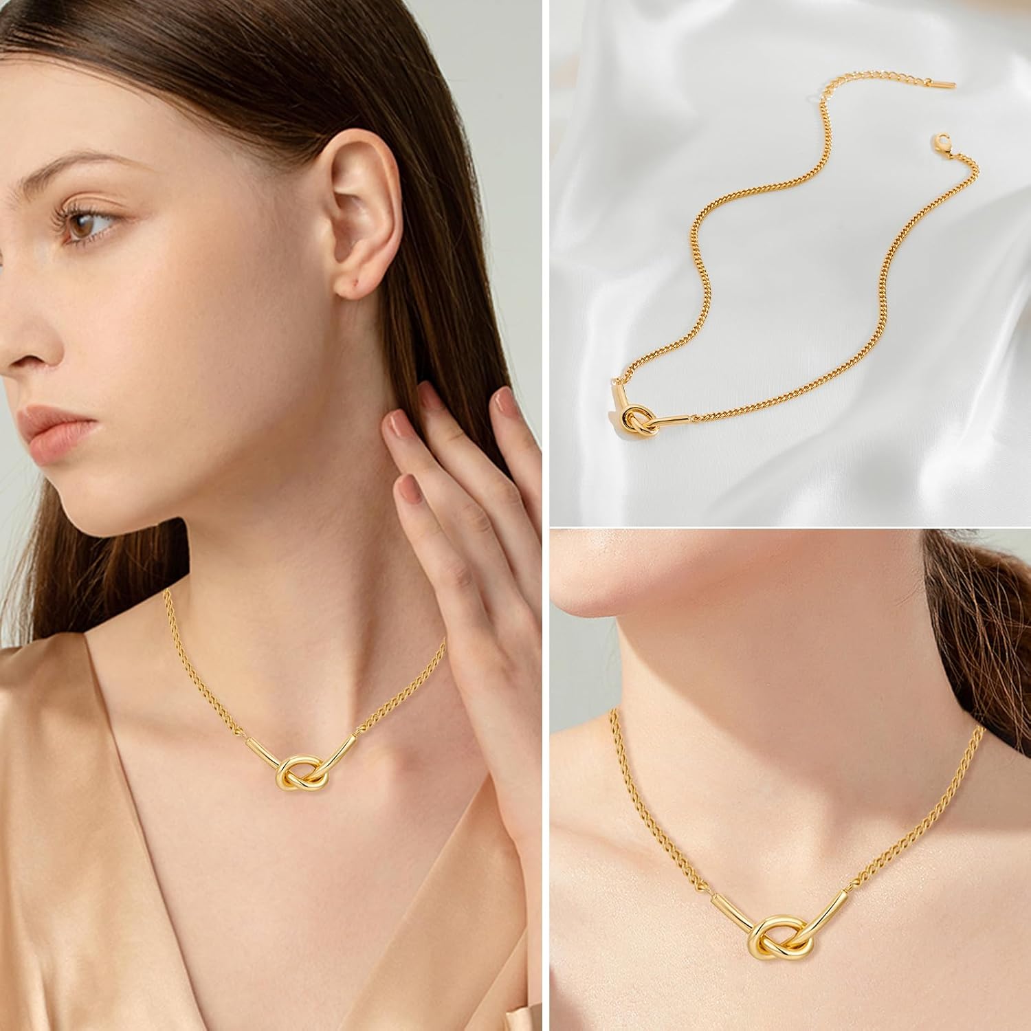 YUJIE Sparkly Bow Pendant Necklace for Women Wedding Prom Fashion Jewelry Gift - Image 3