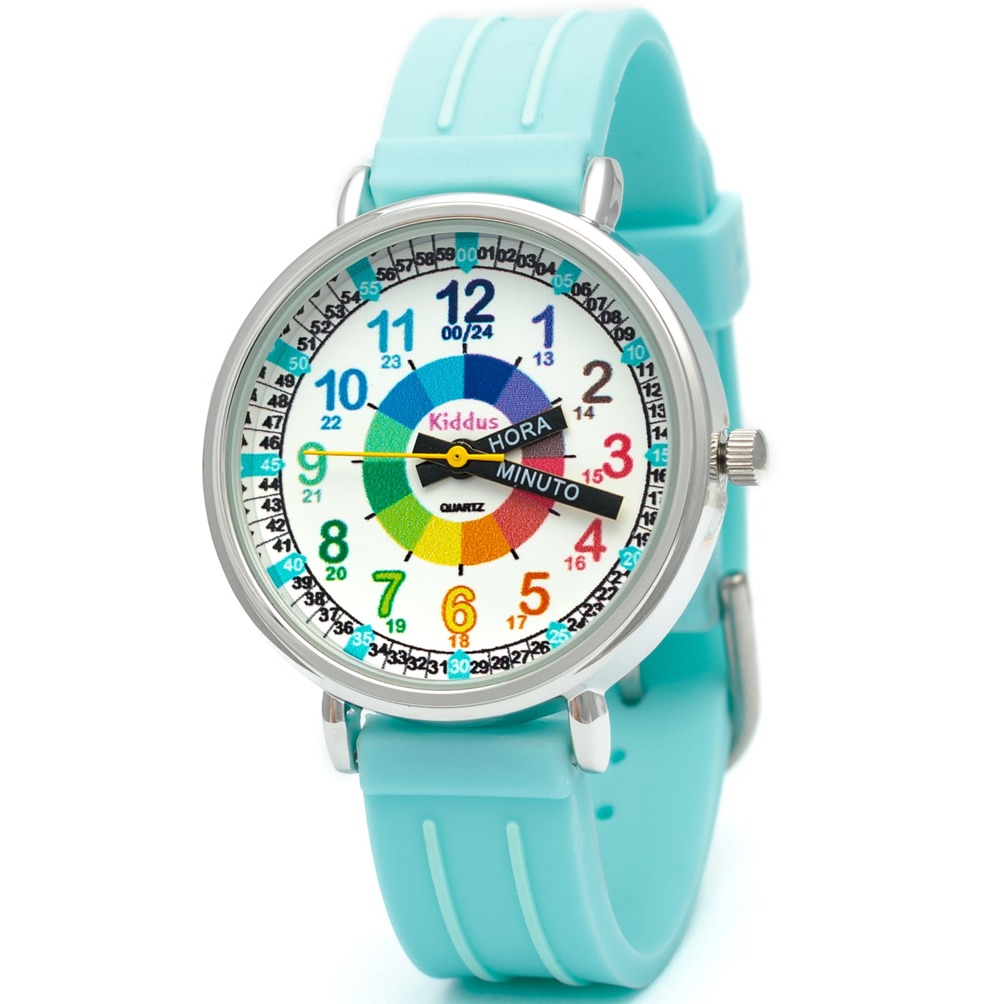 Kiddus Montre Enfant Éducative - Apprendre L'Heure Facilement - Design Barcelone - Rouge