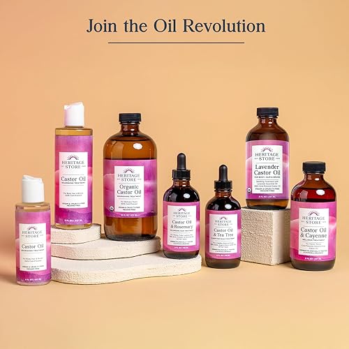 Miniatura 6 de Heritage Store Aceite de ricino de lavanda orgánico tratamiento calmante con aceite esencial de lavanda hidratación profunda para un cuidado