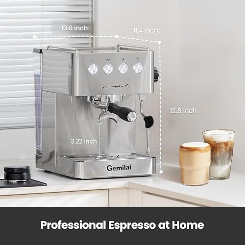 Miniatura 2 de Gemilai Máquina de café expreso, máquina de café expreso con espumador de leche, varita de vapor y tanque de agua de 57 onzas para capuchino con