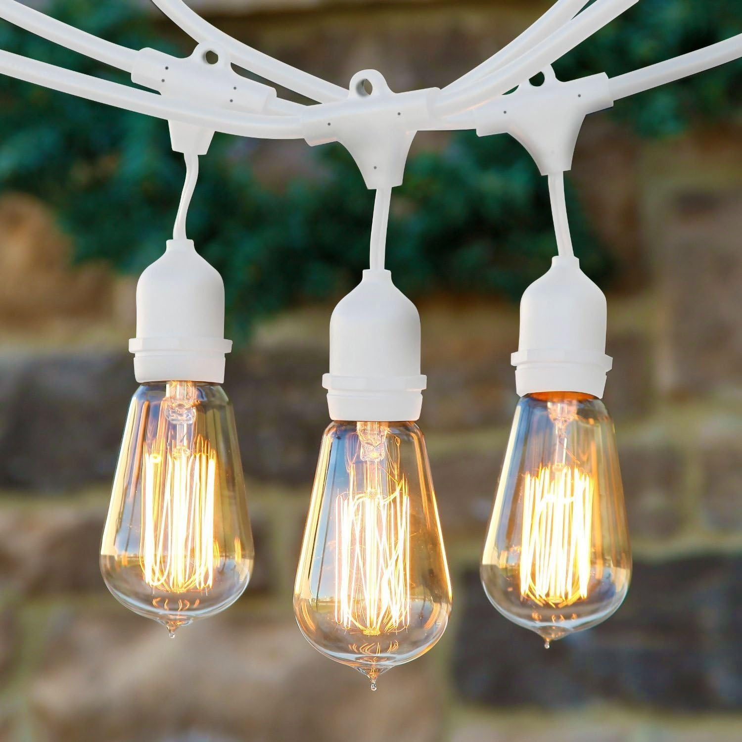 Best Quality 🔥 BrightechT- Ambience Pro Vintage Edition Outdoor Commercial String Lights with Nostalgic Edison Bulbs - 48 Feet String Light wit