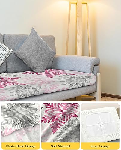 Miniatura 4 de Fundas de cojín elásticas de Navidad para sofá, seccional, individual, en forma de T, protector para muebles con parte inferior elástica, color rosa
