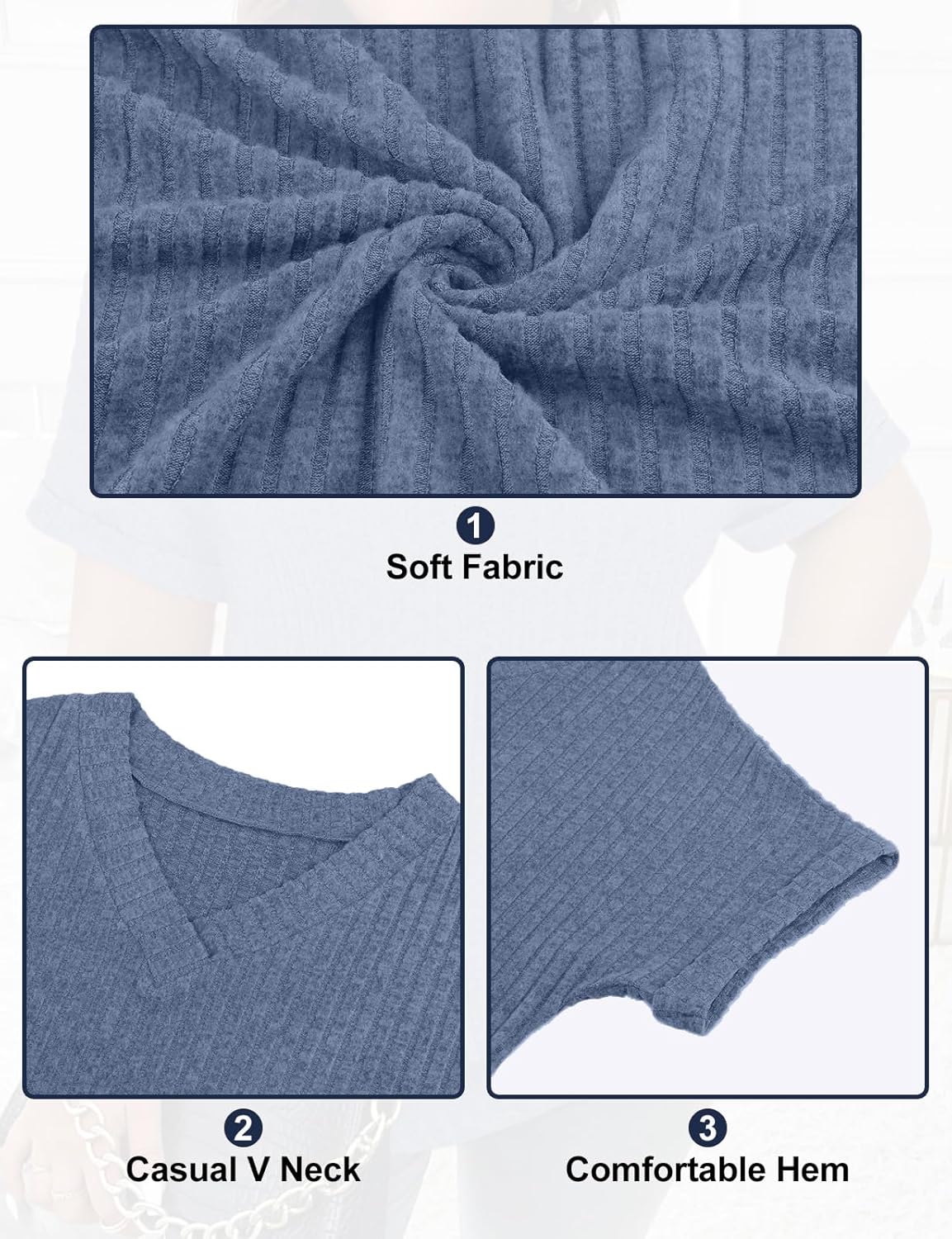 Cucuchy Style Womens Plus Size Tops Casual V Neck Shirts Short Sleeve Solid Color Blouses - Image 5