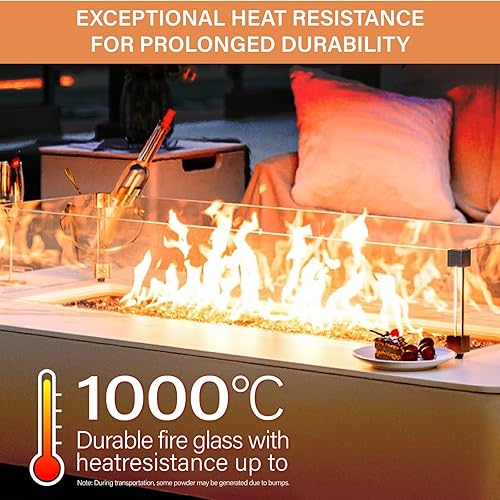 Miniatura 3 de NUPICK Vidrio ignífugo de 10 libras, vidrio reflectante de 12 pulgada, compatible con vidrio para hoguera y vidrio de chimenea, color negro
