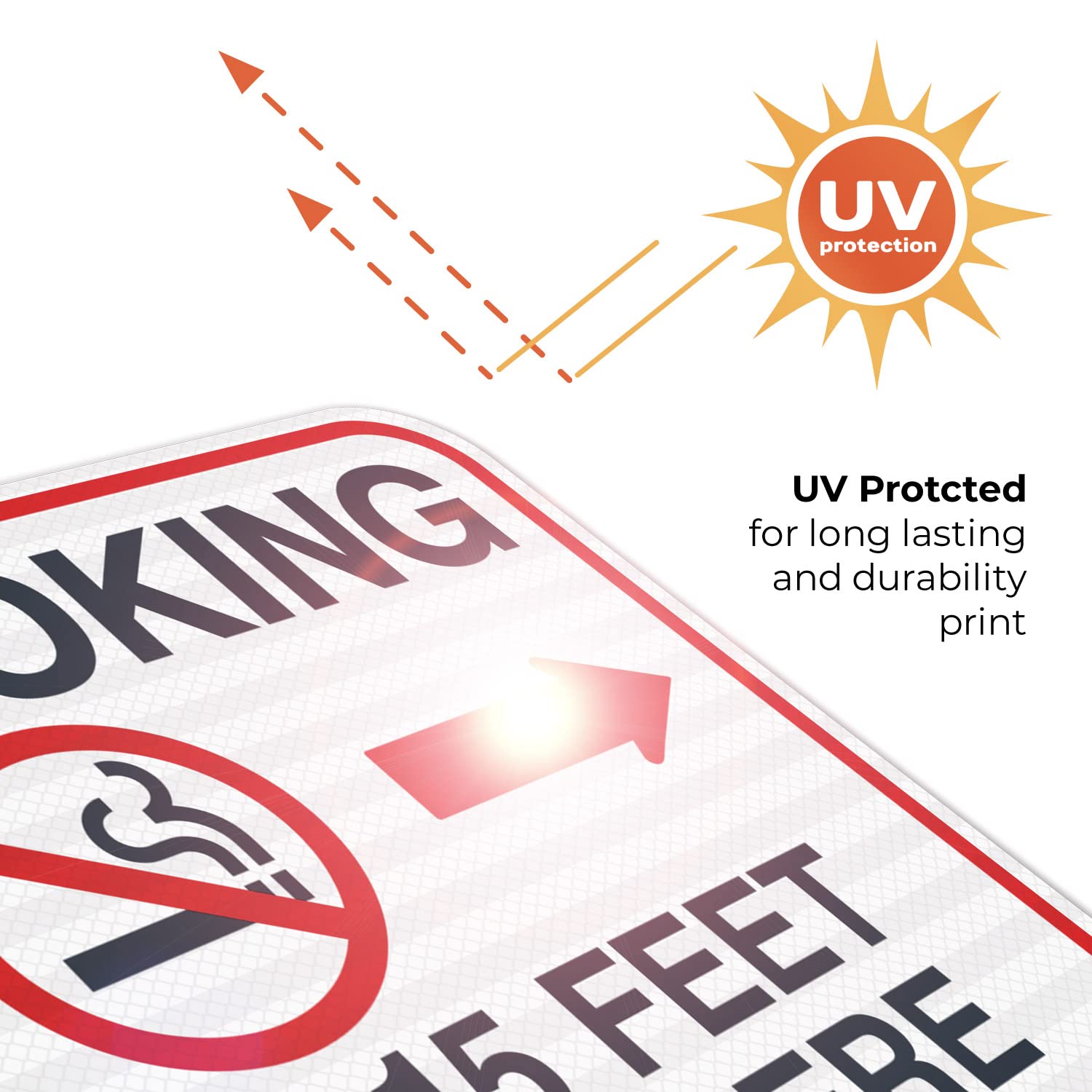 No Smoking Within 15 Feet of Anywhere with Graphic Sign, 12x18 Inches, 3M EGP Reflective .063 Aluminum, Fade Resistant, Made in USA