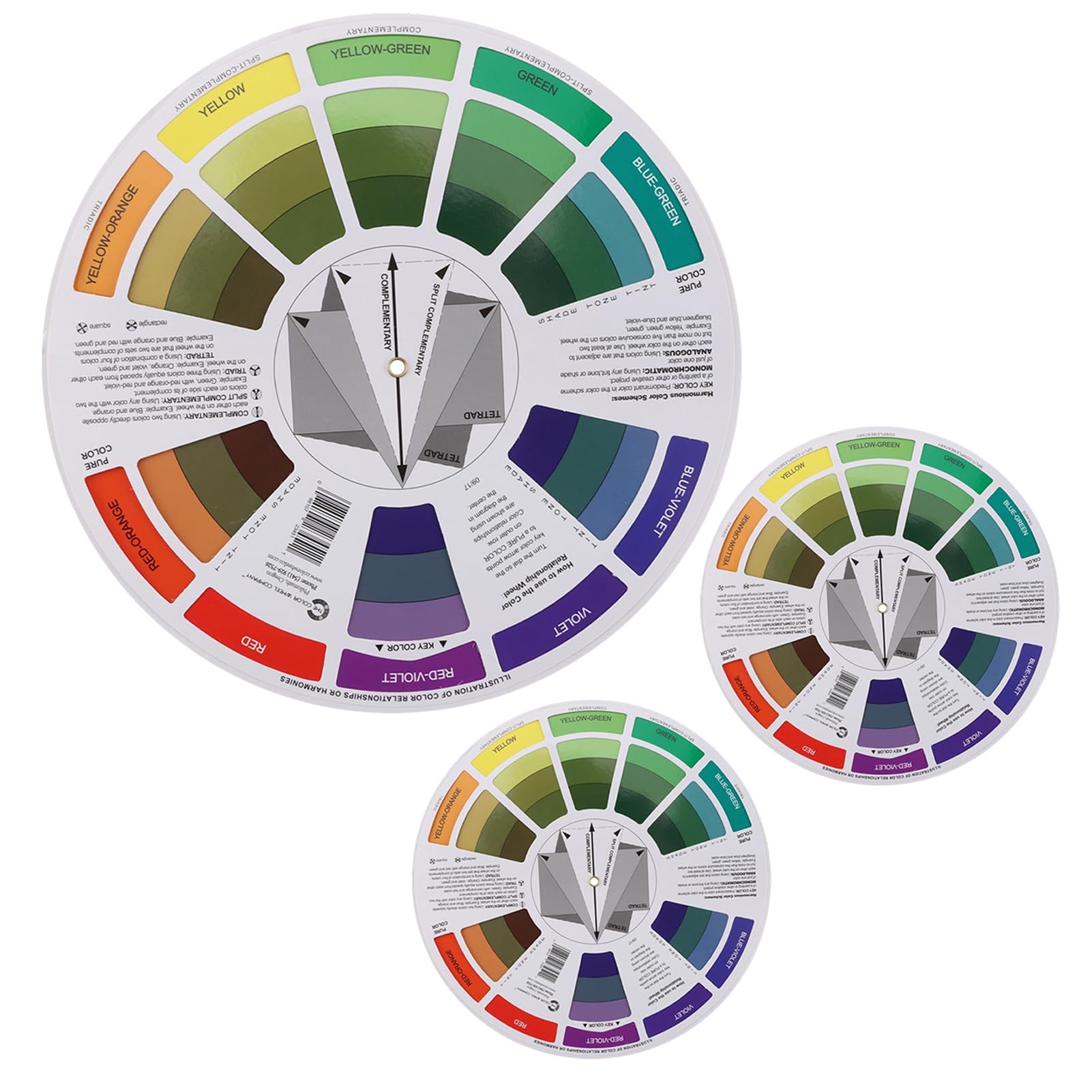 3 Pcs Color Wheel Set, Art Makeup Mixing Guide