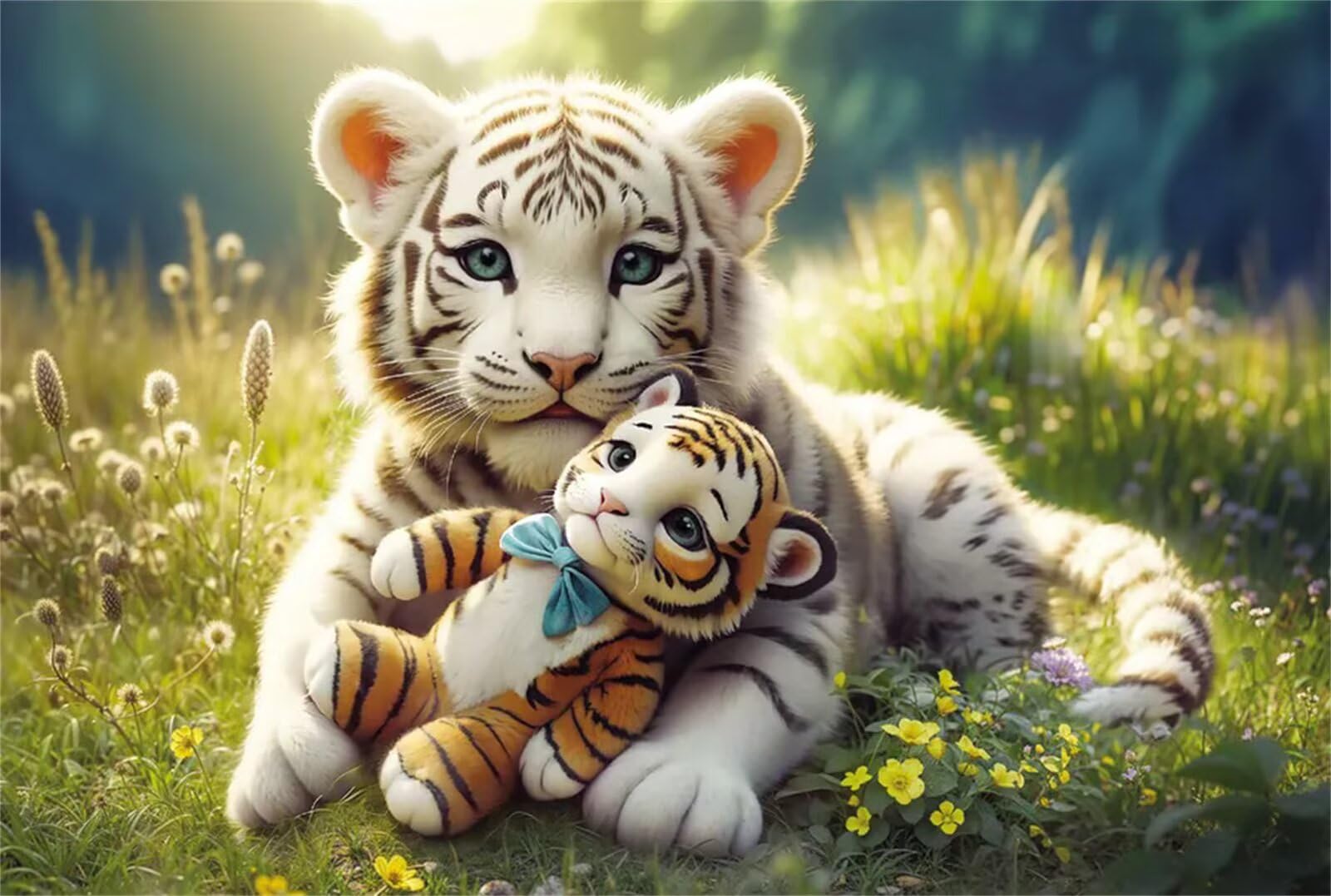 Śliczne Puzzle Biały Tygrys 2000 Sztuk,Puzzle DIY Dla Dorosłych,Klasyczna Puzzle Dla Dorosłych Kreatywna Rozrywka, Trudne Gry