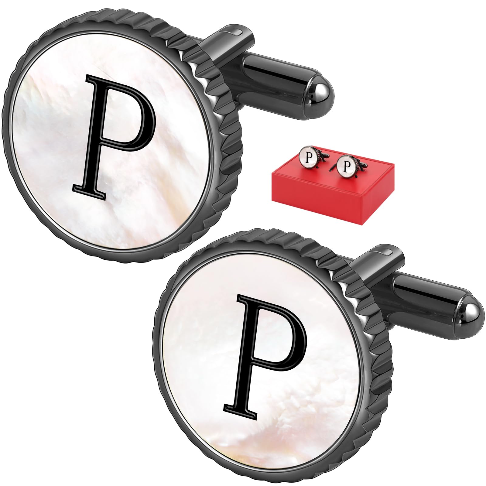 Cuff Links Mens Golden Silver Gunmetal Black, Cufflinks for Men Custom Initial Personalized Mother Of Pearl Mens Cufflink for Shirt Golden Silver Gunmetal Black Cuff Link Shirt for Wedding