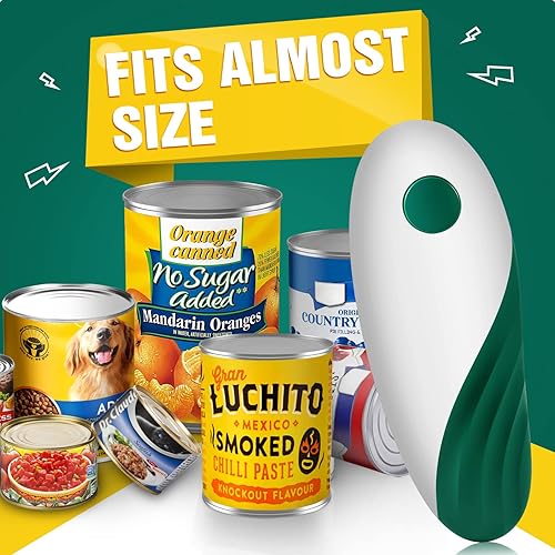 Miniatura 5 de Abrelatas eléctrico de borde liso apto para alimentos abridor de latas de cocina con un solo toque que abre casi todos los tamaños de latas bueno