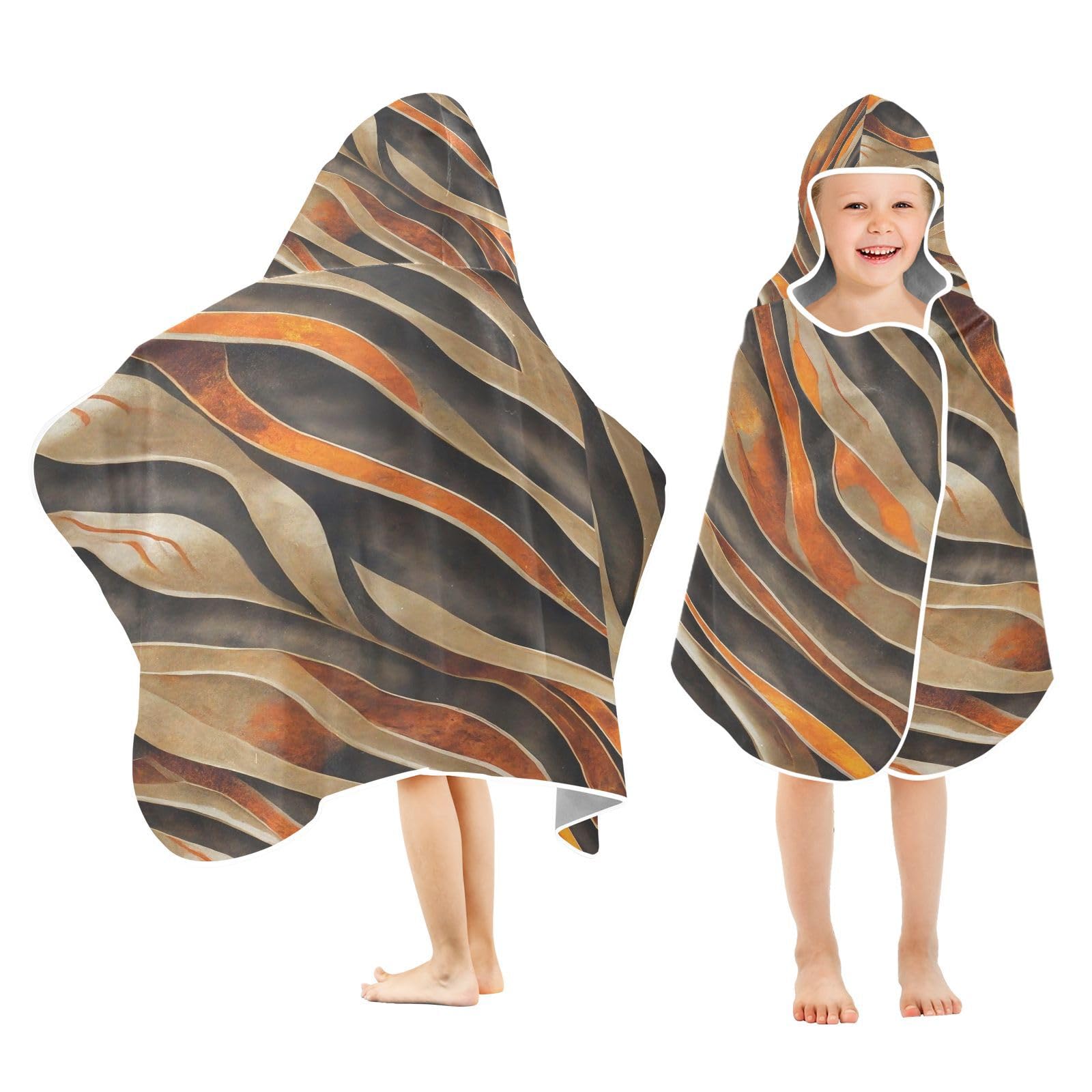 Kigai Abstract Pattern Hooded Beach Towel for Kids Soft Absorbent Quick Dry Bath Towel with Hood Lightweight Toddler Shower Pool Bath Wrap for Boys Girls