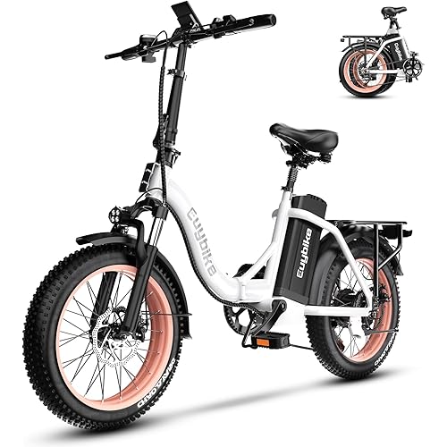 1000W Folding Electric Bike,48V 20AH Removable Battery E Bike,30+MPH,80 Miles Max Range Electric Bike for Adults,20" Fat Tire Foldable ebike,Adult Electric Bicycle for Commute Beach Snow