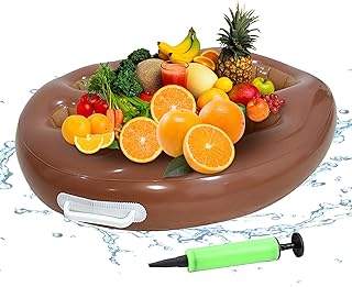 Flotadores de bebidas para piscina, soporte flotante de 9 agujeros, bandeja plegable con bomba, organizador de bebidas grande para terraza, playa, familia, cumpleaños, natación, picnic, viajes