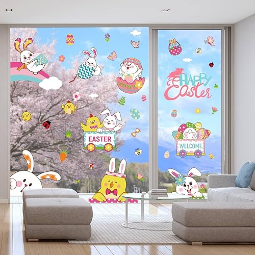 Miniatura 10 de Calcomanías de decoración de Pascua para ventana (conejo de Pascua-02)