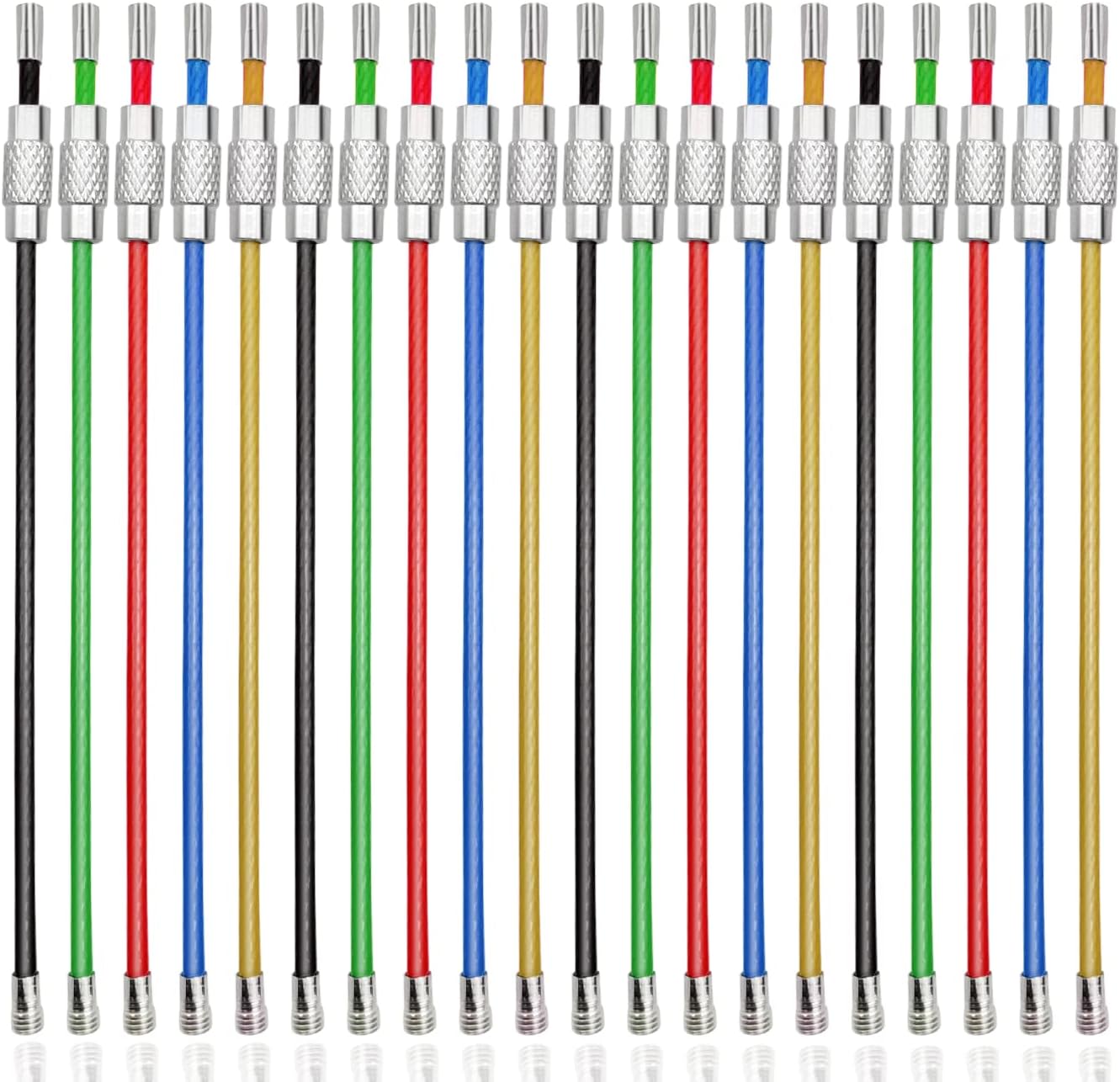 Miaostar 20Pcs Wire Keychains, CKANDAY 2mm 4 Inches Colored Key Ring Cable Loops for Hanging Luggage Tags, Keyrings and ID Tag Keepers