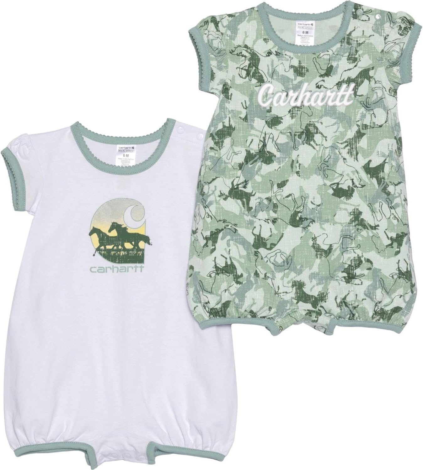 Carhartt Baby Girls' Short-sleeve Romper 2-piece Set